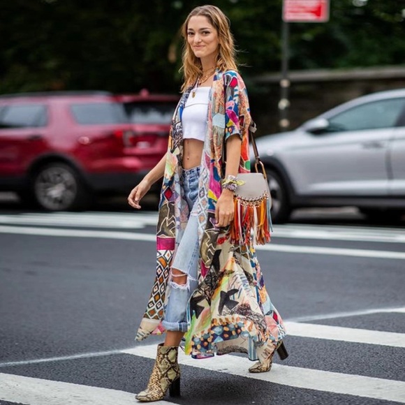 JANETTA-Vibrant Sumatra Print Kimono Cardigan - Picture 5 of 5